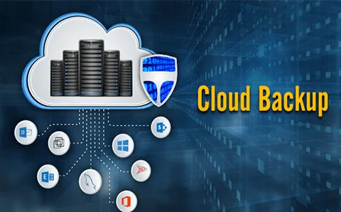 Cloud backup: servers inside a cloud connected to business apps